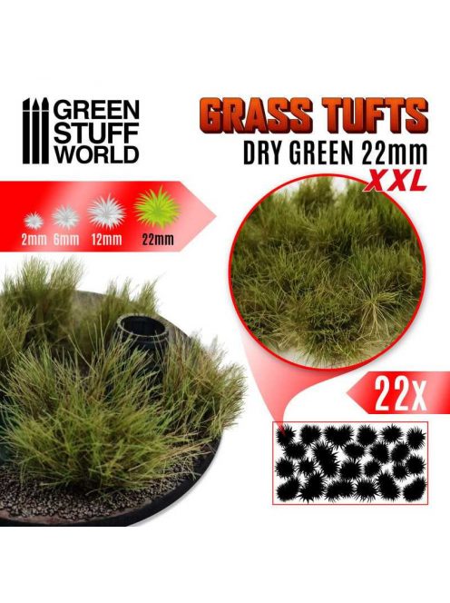 Green Stuff World - Grass TUFTS XXL - 22mm self-adhesive - DRY GREEN (22 pcs.)