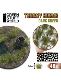   Green Stuff World - Thorny Scrubs - DARK GREEN - 48 pcs, 14 mm high