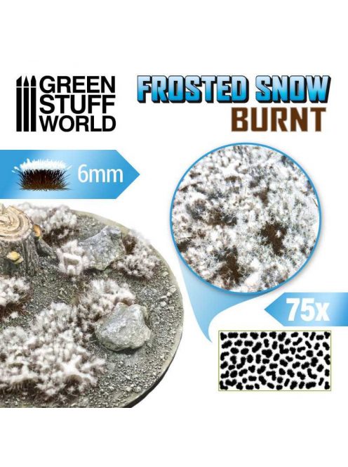 Green Stuff World - Shrubs TUFTS - 6mm self-adhesive - FROSTED SNOW - BURNT (75 pcs.)