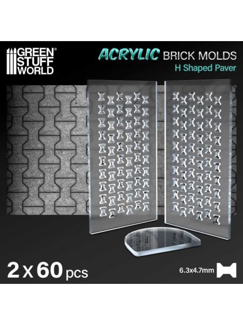 Green Stuff World - Acrylic molds - H Shaped Paver (pack x2)