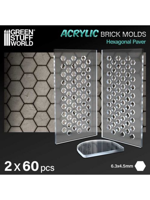 Green Stuff World - Acrylic molds - Hexagonal Paver (pack x2)