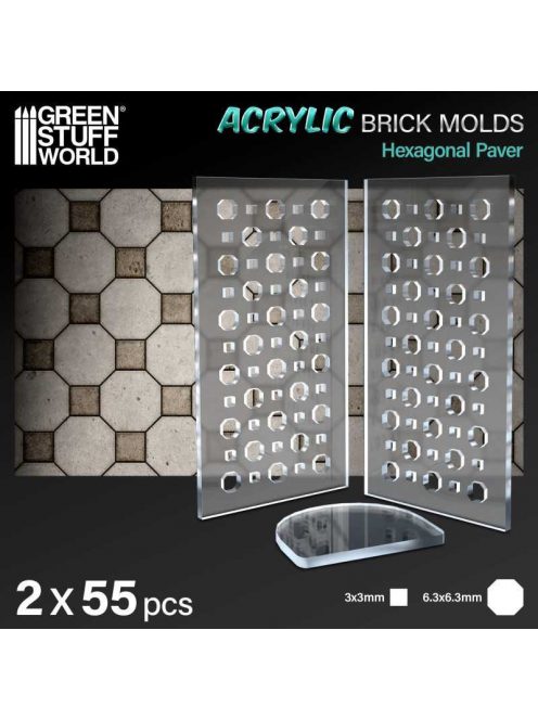 Green Stuff World - Acrylic molds - Octagon Paving Brick (pack x2)