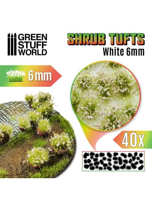 Green Stuff World - Shrubs TUFTS - 6mm self-adhesive - WHITE (40 pcs.)