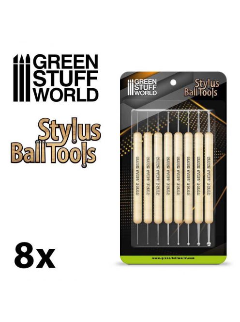 Green Stuff World - Sculpting Stylus Ball Tool Set (8 tools)