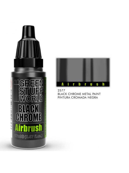 Green Stuff World - Airbrush Black Chrome Paint (17ml) - Alcohol-based metallic paint