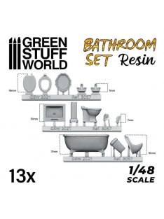   Green Stuff World - Resin Set: Toilet and WC - 13 pcs (1:48 - 1:35)