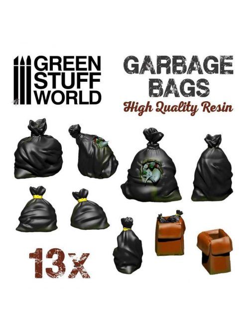 Green Stuff World - Resin Set: Garbage bags - 13 pcs (1:48 - 1:35)