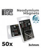 Green Stuff World - Neodymium Magnets 3x1mm - 50 units (N35)