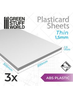   Green Stuff World - ABS Plasticard A4 - 1'5 mm COMBOx3 sheets