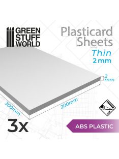 Green Stuff World - ABS Plasticard A4 - 2 mm COMBOx3 sheets