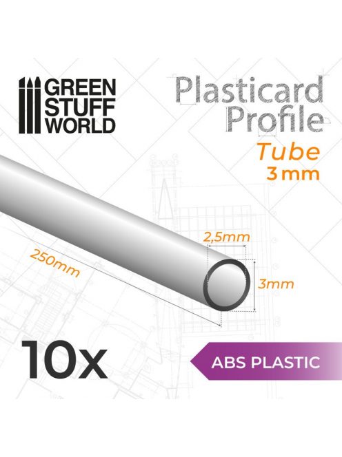 Green Stuff World - ABS Plasticard - Profile TUBE 3 mm