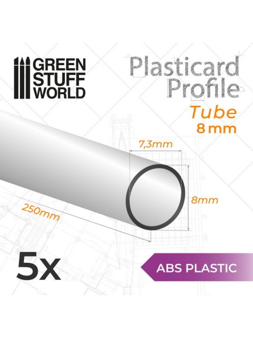 Green Stuff World - ABS Plasticard - Profile TUBE 8mm