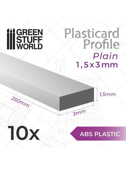 Green Stuff World - ABS Plasticard - Profile PLAIN 3 mm