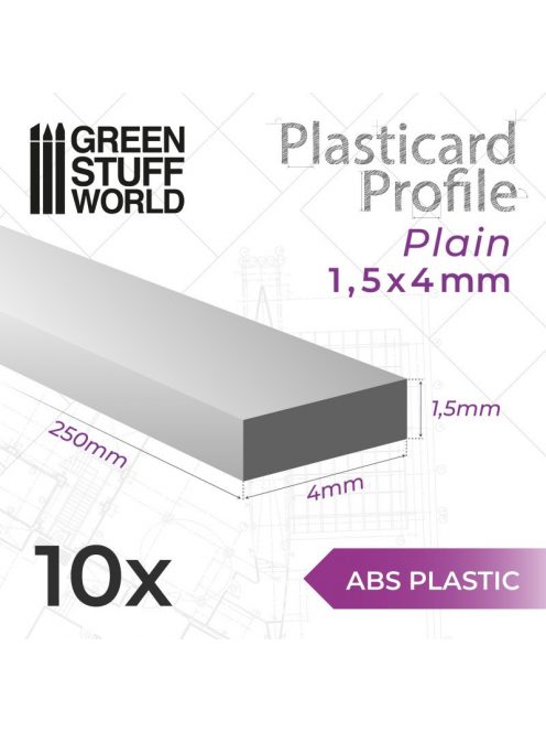 Green Stuff World - ABS Plasticard - Profile PLAIN 4mm