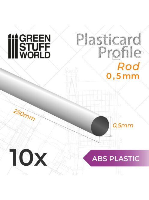 Green Stuff World - ABS Plasticard - Profile ROD 0'5mm