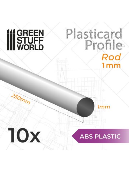 Green Stuff World - ABS Plasticard - Profile ROD 1mm 