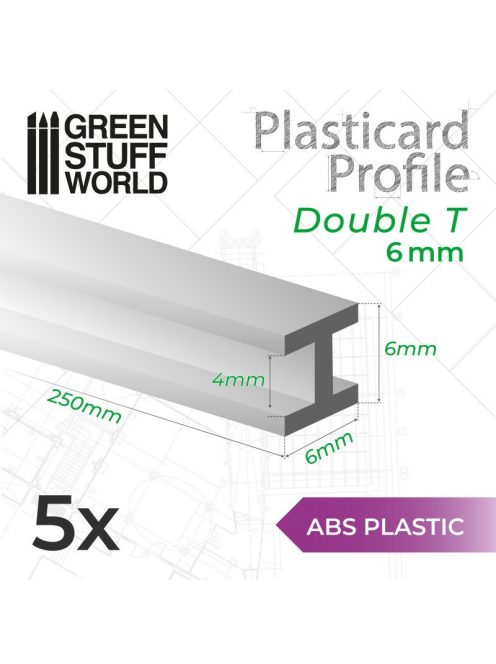 Green Stuff World - ABS Plasticard - Profile H-Beam Columns 6mm