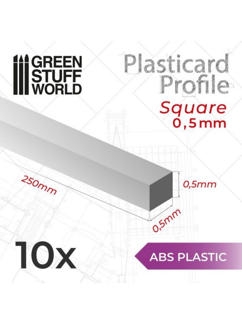 Green Stuff World - ABS Plasticard - Profile SQUARED ROD 0,5mm