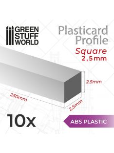   Green Stuff World - ABS Plasticard - Profile SQUARED ROD 2.5mm