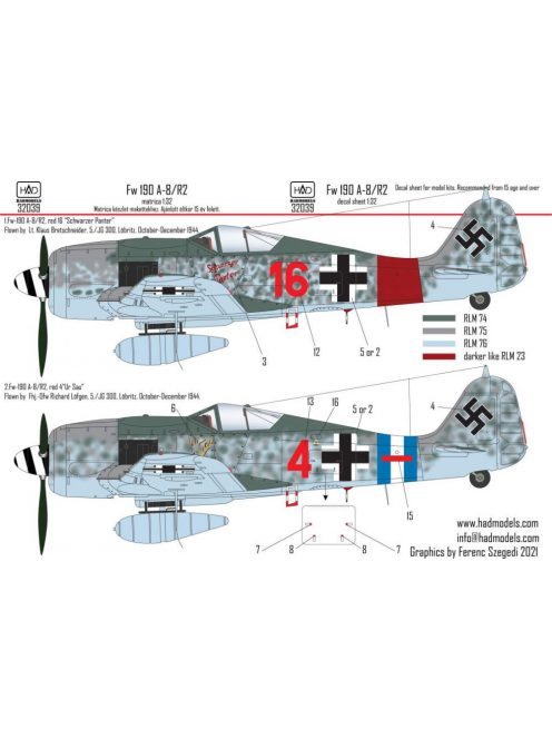 HAD models - Fw 190 A-8/R2decal sheet 1:32