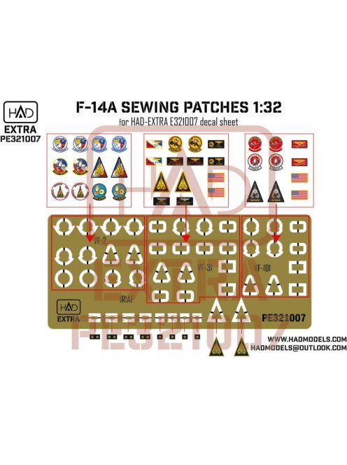 HAD models - F-14A-D sewing patches VF-2 VF-101 VF-31 photo-etched parts