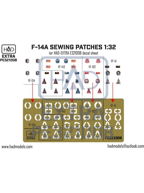 HAD models - F-14A-D sewing patches VF-143 VF-154 VF-41 VF102 photo-etched part