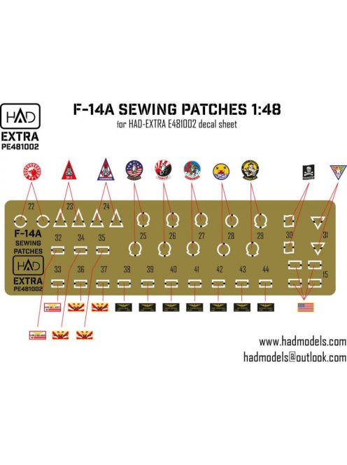 HAD models - F-14A Sewing patches VF-1; VF-84; VF-111 Photo-etched part