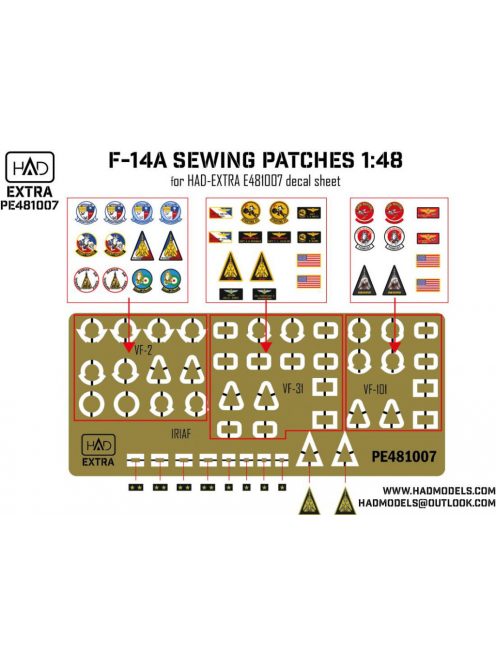 HAD models - F-14A-D sewing patches VF-2 VF-101 VF-31 photo-etched parts