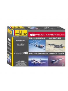   Heller - Coffret 100 ANS Dassault Aviation(4model MirageIII+2000+S-Etendard+Ouragan