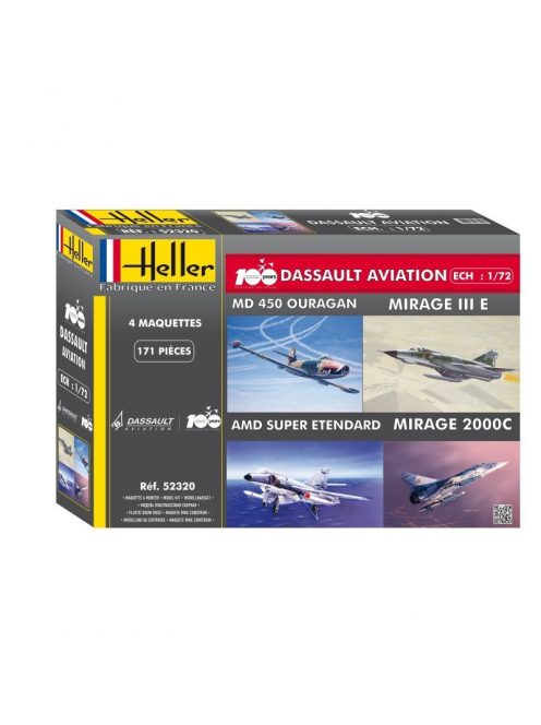 Heller - Coffret 100 ANS Dassault Aviation(4model MirageIII+2000+S-Etendard+Ouragan