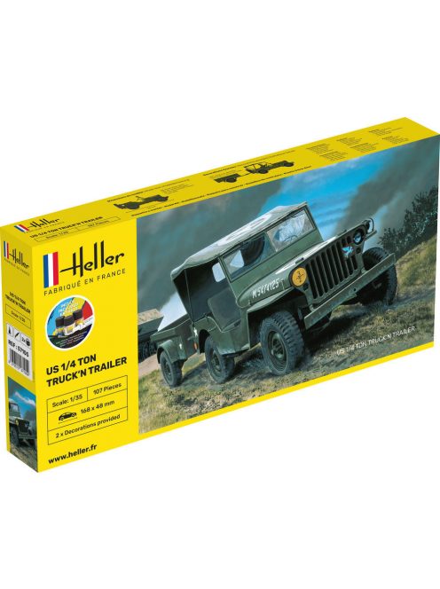 Heller - STARTER KIT US 1/4 Ton Truck 'n Trailer