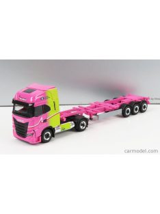   Herpa - Iveco Fiat S-Way Truck Lng Hannibal Transports 2020 - Without Eucon Container Pink Yellow