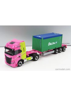   Herpa - Iveco Fiat S-Way Truck Lng Hannibal Transports Eucon Container 2020 Pink Yellow Green