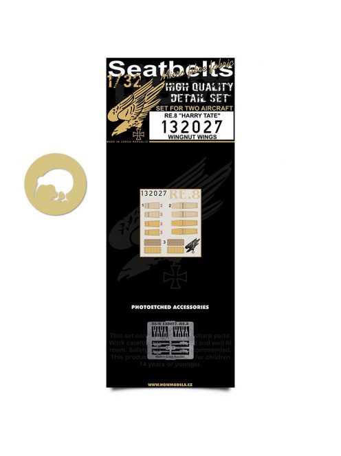 HGW Models - 1/32 RE.8 Harry Tate - Fabric Seat Belts  - 2 sets Wingnut Wings