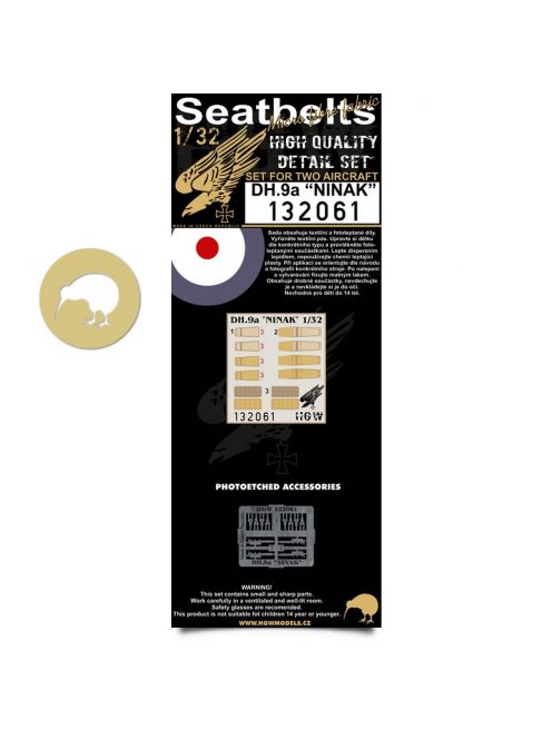 HGW Models - 1/32 Airco DH.9a NINAK - Fabric Seat Belts  - 2 sets Wingnut Wings