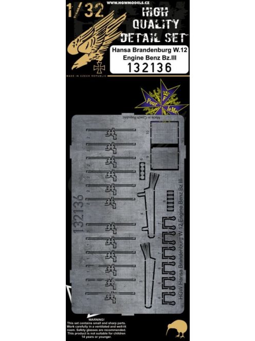 HGW Models - 1/32 Hansa-Brandenburg W.12 Engine - Photo-etched Sets  - Benz Bz. III Wingnut Wings