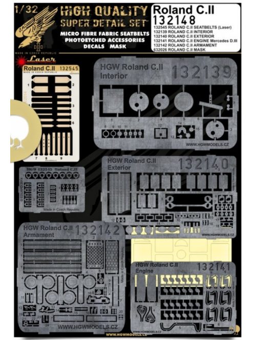 HGW Models - 1/32 Roland C.II - Super Detail Set - Photo-etched Sets  - Wingnut Wings