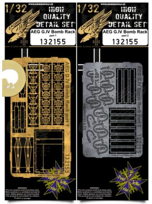 HGW Models - 1/32 AEG G.IV - Bomb Rack - Photo-etched Sets  - 2 large frets Wingnut Wings