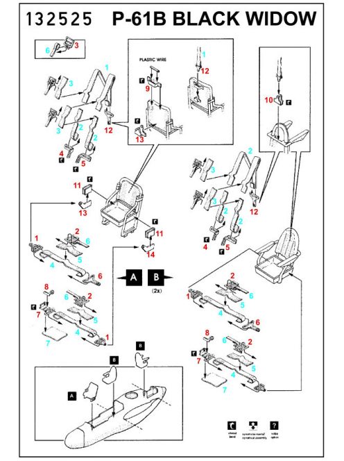 HGW Models - 1/32 P-61B Black Widow - Fabric Seat Belts  - pre-cut (laser) HobbyBoss