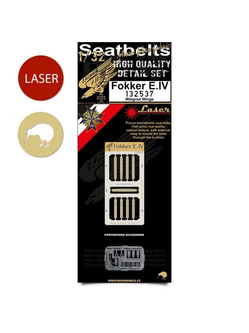 HGW Models - 1/32 Fokker E.IV - Fabric Seat Belts  - pre-cut (laser) Wingnut Wings