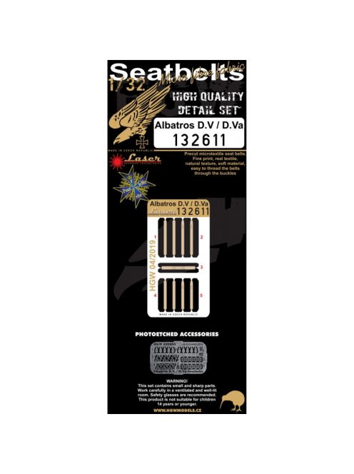 HGW Models - 1/32 Albatros D.V / D.Va - Fabric Seat Belts  - pre-cut (laser) Wingnut Wings