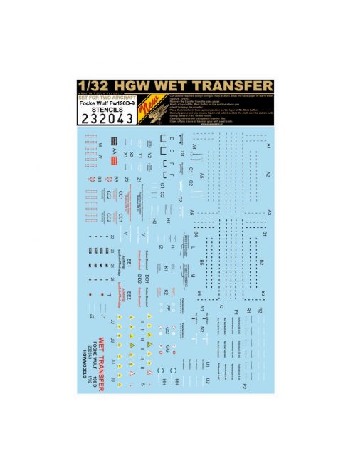 HGW Models - 1/32 Fw190D-9 - Stencils - Stencils