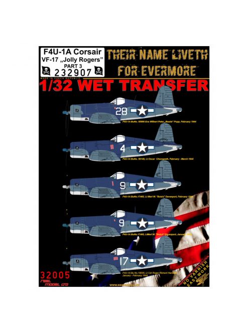 HGW Models - 1/32 F4U-1A VF-17 "Jolly Rogers" - Part 3 - Wet Transfers - markings