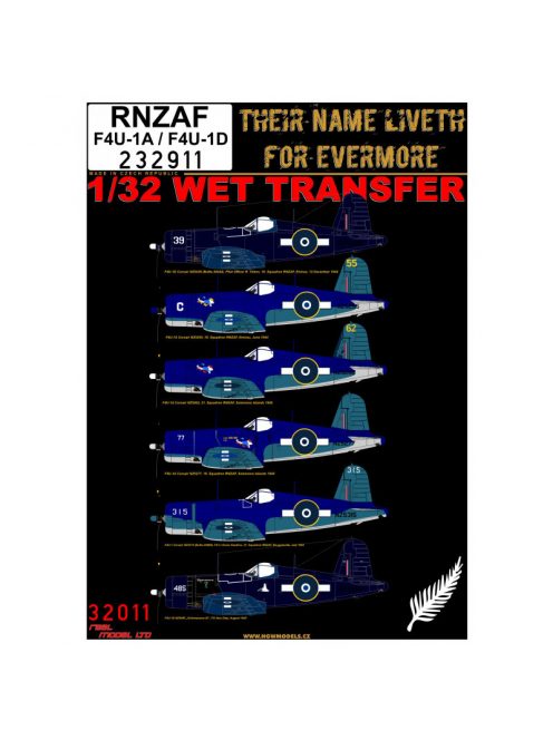 HGW Models - 1/32 RNZAF F4U-1A/F4U-1D wet transfers