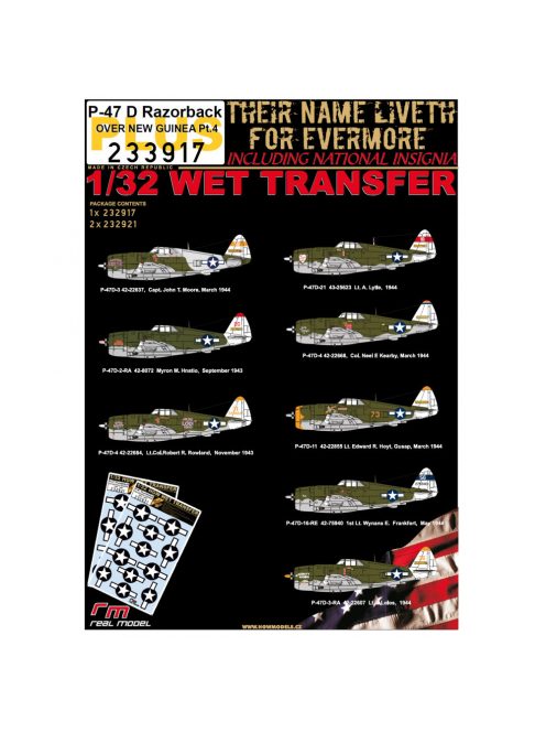 HGW Models - 1/32 P-47D OVER NEW QUINEA Pt.4 wet transfers