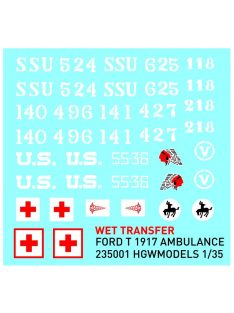   HGW Models - 1/35 Model T 1917 Ambulance  - Wet Transfers - stencils