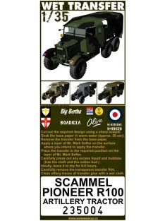   HGW Models - 1/35 Scammel Pioneer R100 Stencils - Wet Transfers