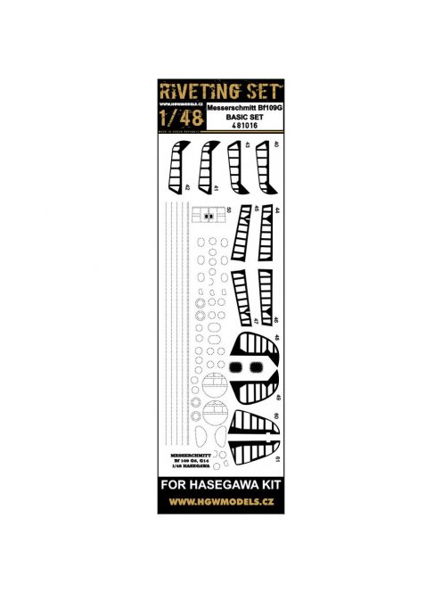 HGW Models - 1/48 Messerschmitt Bf 109G-2/4/6/14 Basic Set - Riveting Sets - lines of rivets, lids, ctrl surfaces