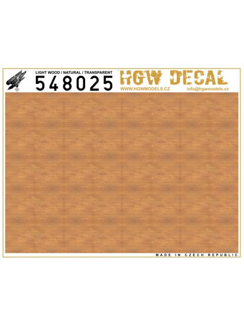 HGW Models - 1/48 Light Wood - Natural Tone - Decals Wood Grain - transparent no grid sheet: A5