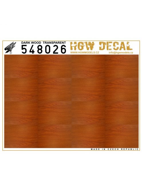 HGW Models - 1/48 Dark wood - Transparent - Decals Wood Grain - transparent no grid sheet: A5